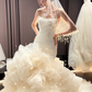 White tube top slim waist hip fishtail design tulle wedding dress R6034