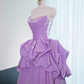Light purple strapless, fitted waist, full skirt, long ball gown, bridal dress R8979