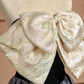 Black top with apricot bow neckline and gray skirt, long ball gown R8374