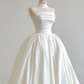 White strapless, fitted waist, full skirt, long ball gown, bridal dress R8167