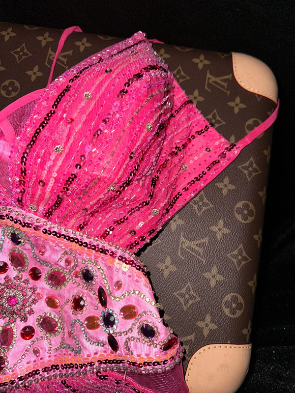 Gradient pink halter neck strapless waist slim-fit long ball gown R6972