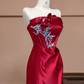 Red strapless fitted long ball gown/bridal dress R8312