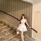 White halter neck slim waist A-line temperament short skirt homecoming dress R4253