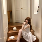 White halter neck slim waist A-line temperament short skirt homecoming dress R4253