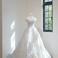 Light blue floral appliqué strapless fitted waist ball gown/bridal dress R8458