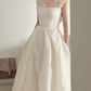 White spaghetti strap, waist-cinched, slim-fit, full-skirt prom dress, wedding dress R7959