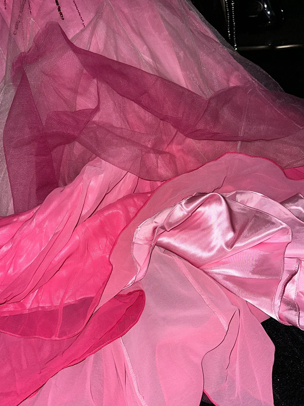 Gradient pink halter neck strapless waist slim-fit long ball gown R6972