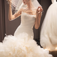 White tube top slim waist hip fishtail design tulle wedding dress R6034