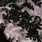 White strapless vintage floral pattern fitted long ball gown R7052