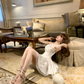 White halter neck slim waist A-line temperament short skirt homecoming dress R4253