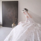 White lace one-shoulder slim waist sexy puffy long dress bridal dress R6054