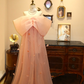 Pink strapless straight long ball gown, bridal dress R7165