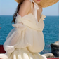 Apricot strap one-shoulder gentle sexy cute mini skirt homecoming dress R4593