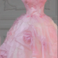 Pink Strapless Floral Waist Slim Fit Puffy Skirt Long Bridal Dress R5817