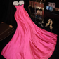 Pink strapless fitted long ball gown R6413
