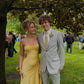 Yellow suspender waist sexy long dress, prom dress R5383