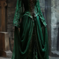 Green square neckline fitted waist slim-fit classic elegant long ball gown R7205