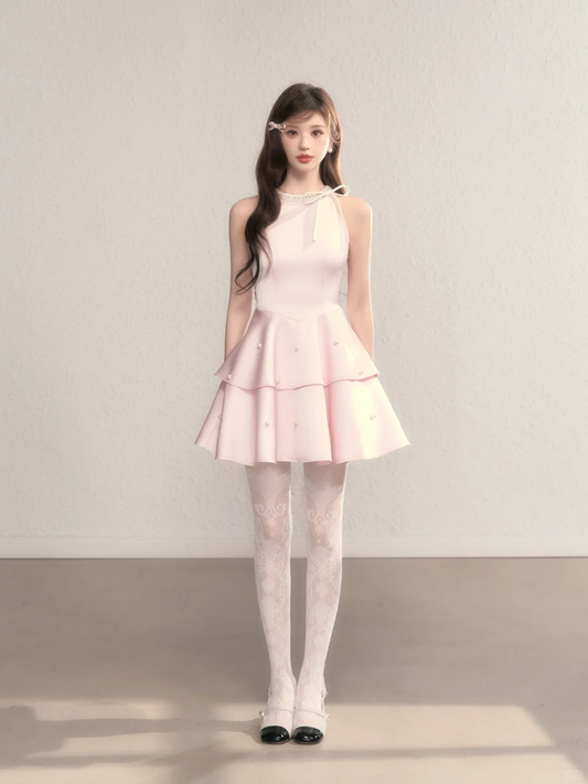 Pink Sleeveless Fitted Waist A-Line Short Homecoming Dress R5402