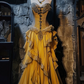 Dark gold strapless fitted waist slim-fitting cake skirt long ball gown R8119