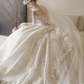 White lace one-shoulder slim waist sexy puffy long dress bridal dress R6054