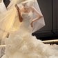 White tube top slim waist hip fishtail design tulle wedding dress R6034