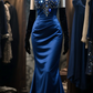 Blue tube top slim waist hip long dress ball gown R6094