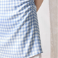 Blue and White Checkerboard Pleated Fitted Dress R5247
