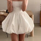 White suspenders waist slim flower bud skirt short skirt homecoming dress R3878