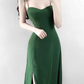 2025 Summer New Retro Temperament Sexy Green Holiday Seaside Suspender Dress R0952