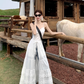 Fairy white Dingdal skirt waist skirt lace splicing slit suspender dress R1755