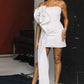 White tube top waist slim neckline three-dimensional flower design hip skirt homecoming dress R3664