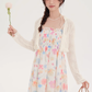 Floral suspender skirt plus cardigan two-piece suit 2025 new French seaside dress R2377