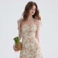 French floral suspender skirt short dress holiday wear short skirt R2707