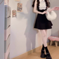 High-grade black sleeveless vest dress with lace waist and a-line tutu skirt R0755