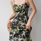 French retro bird print suspender skirt slim fit waist suspender dress holiday short skirt R2807