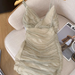 Pure sexy v-neck suspender dress for women new style waist slimming temperament short hip skirt R3996