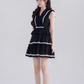 Black V-neck dress women's summer high waist princess skirt new design niche A-line short skirt R4465