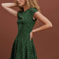 Chiffon Dress French Round Neck Green Floral Petite Mini Skirt R2905