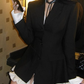 High-grade contrast color stitching waist suit skirt 2025 sister style A-line dress R1122