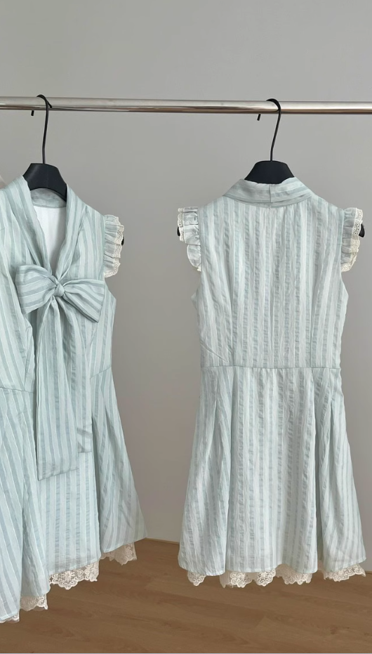 Pure desire sweet girl lace dress light blue flying sleeve design R2100