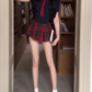 College style short embroidered shirt 2025 sweet and spicy plaid pleated skirt suit R1180