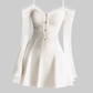 Pure desire style one-shoulder sling dress 2025 temperament waist A-line short skirt R1270