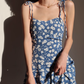 Retro girl slim fit floral dress waist suspender dress short skirt R2824