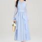 French style beautiful holiday long dress summer new ruffled halter neck off-shoulder dress R2364