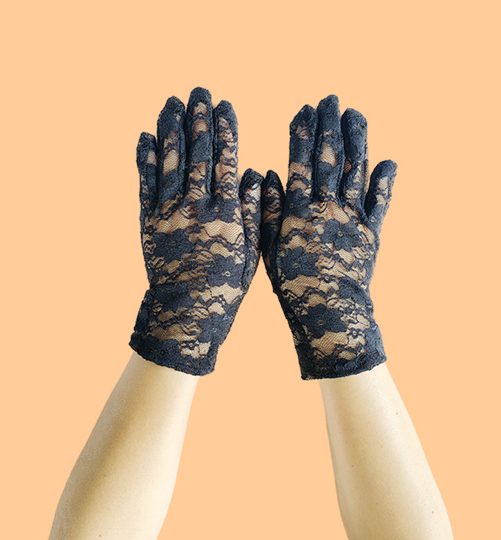 Gloves women summer lace chrysanthemum sun protection gloves thin short wedding bride etiquette gloves     S6279