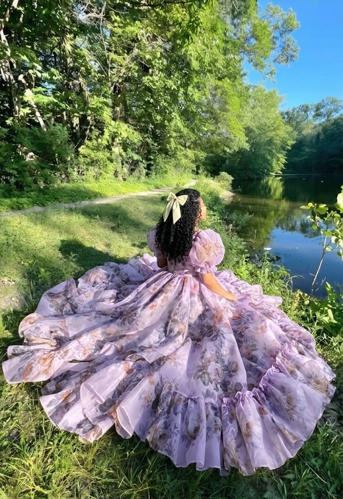 Hazy Floral Women's Prom Gown Lavender Corset Maxi Evening Dress Birthday Dress — Fall Outfit 2026 New RS3161