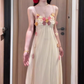 Flower V-neck suspender dress gentle temperament beautiful summer skirt R0729
