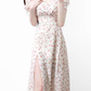 2025 summer new French pink floral girl age-reducing waist long dress R0921