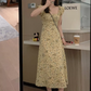 Dress long French style slim fit square collar flying sleeves A-line short skirt summer R2932