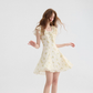 French tea break style floral dress ruffled short skirt R2701